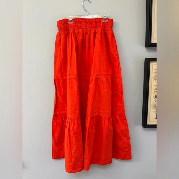 Quince 100% Organic Cotton Poplin Tiered Maxi Skirt new with tags medium - Picture 2 of 5